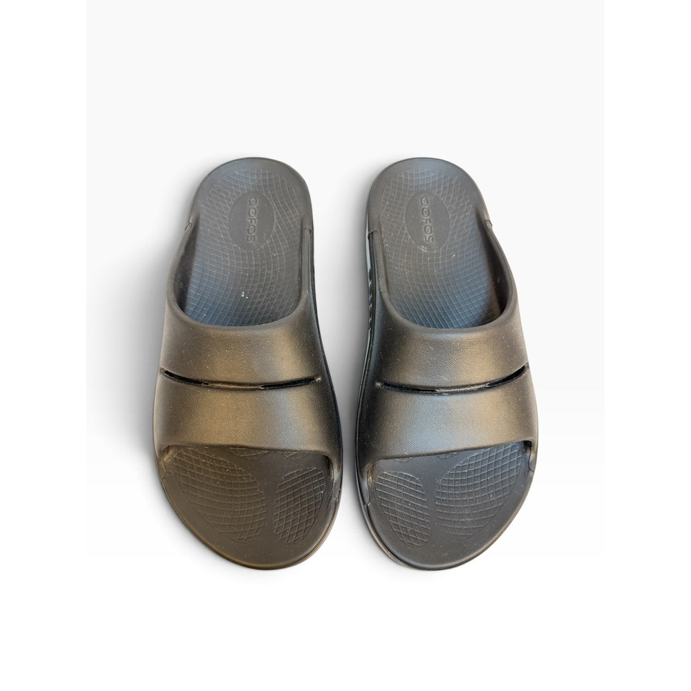 OOFOS OOahh Unisex Black Slides Recovery Sandals Slip on Size M6 W8 EU 39